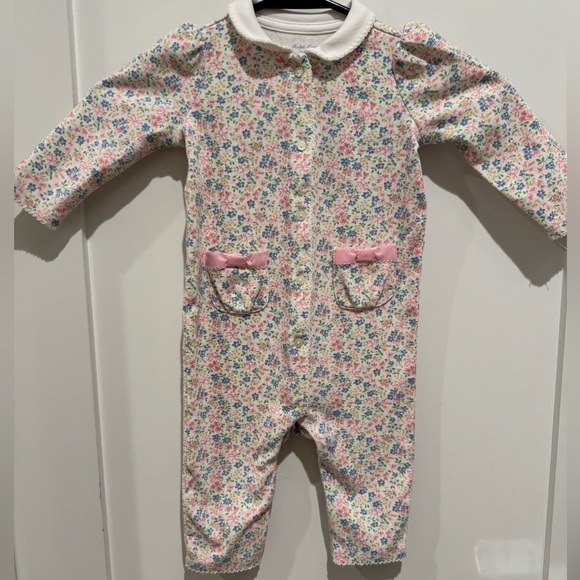 Ralph Lauren Floral-Print Cotton Coverall Onesie with Pink Accents 6m - Picture 4 of 6